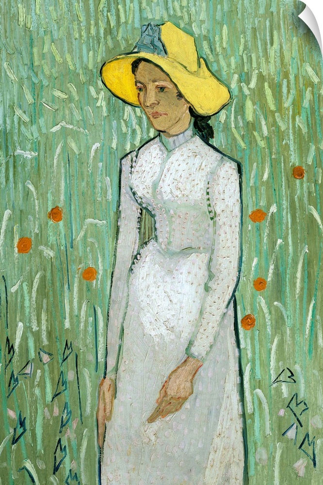 Girl in White, by Vincent van Gogh, 1890, Dutch Post-Impressionist painting, oil on canvas. This painting was made during ...