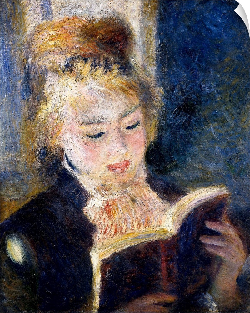 RENOIR, Pierre-Auguste (1841-1919). Girl Reading. 1874-1876. Impressionism. Originally oil on canvas.