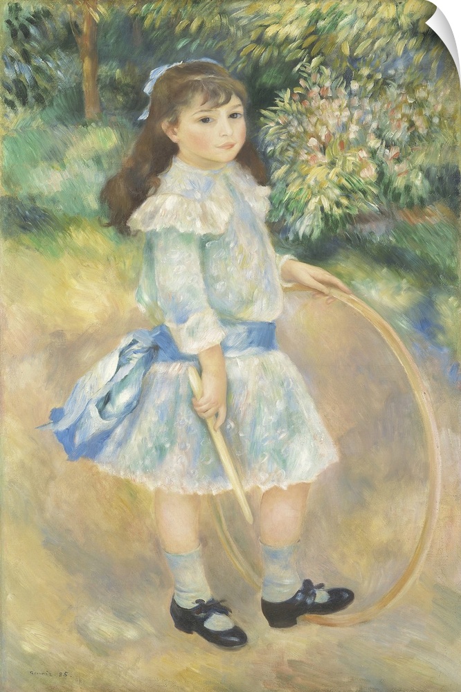 Girl with a Hoop, by Auguste Renoir, 1885, French impressionist painting, oil on canvas. Renoir was commissioned to paint ...