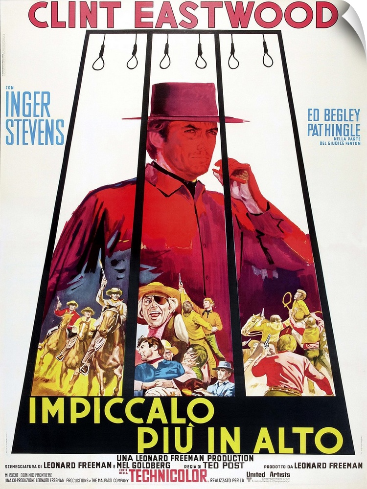 Hang 'Em High, (aka Impiccalo Piu In Alto), Clint Eastwood, Italian Poster Art, 1968.