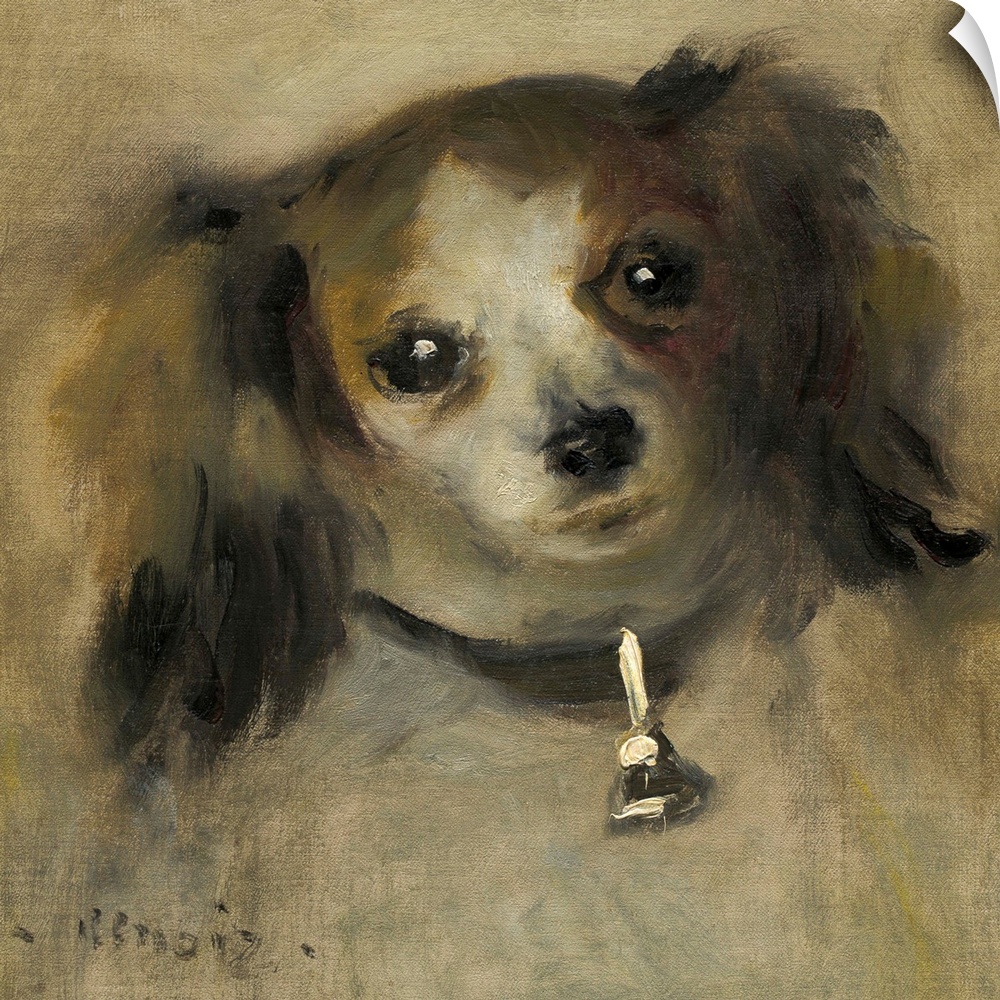 Head of a Dog, by Auguste Renoir, 1870, French impressionist painting, oil on canvas