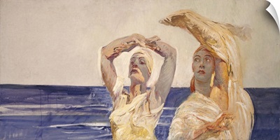 Helen of Troy and Priestess Cassandra Raise Arms Toward the Sky, 1928