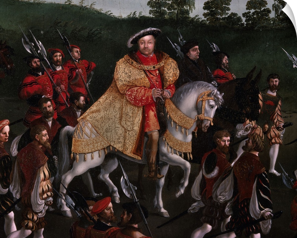 Friedrich Bouterwerk, German School. Field of the Cloth of Gold. Detail: Riding portrait of Henry VIII, king of England. P...