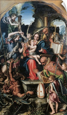 Holy Family And Saints Contending With Devil For Souls, By Giorgio Gandini Del Grano