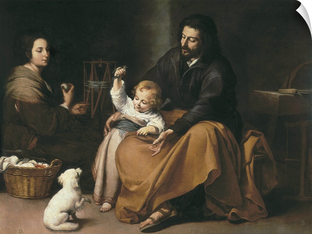 MURILLO, Bartolome Esteban (1617-1682). The Holy Family with the Little Bird. ca. 1650. Baroque art. Oil on canvas. SPAIN....