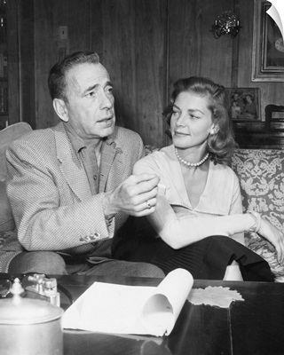 Humphrey Bogart and Lauren Bacall in their living room, May 1955