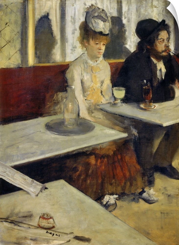 Edgar Degas, French School. In a Cafe, also called Absinthe. 1873. Oil on canvas, 0.92 x 0.68 m. Paris, musee d'Orsay. Deg...