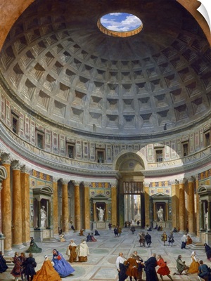 Interior of the Pantheon, Rome, by Giovanni Paolo Panini, 1734, Italian painting