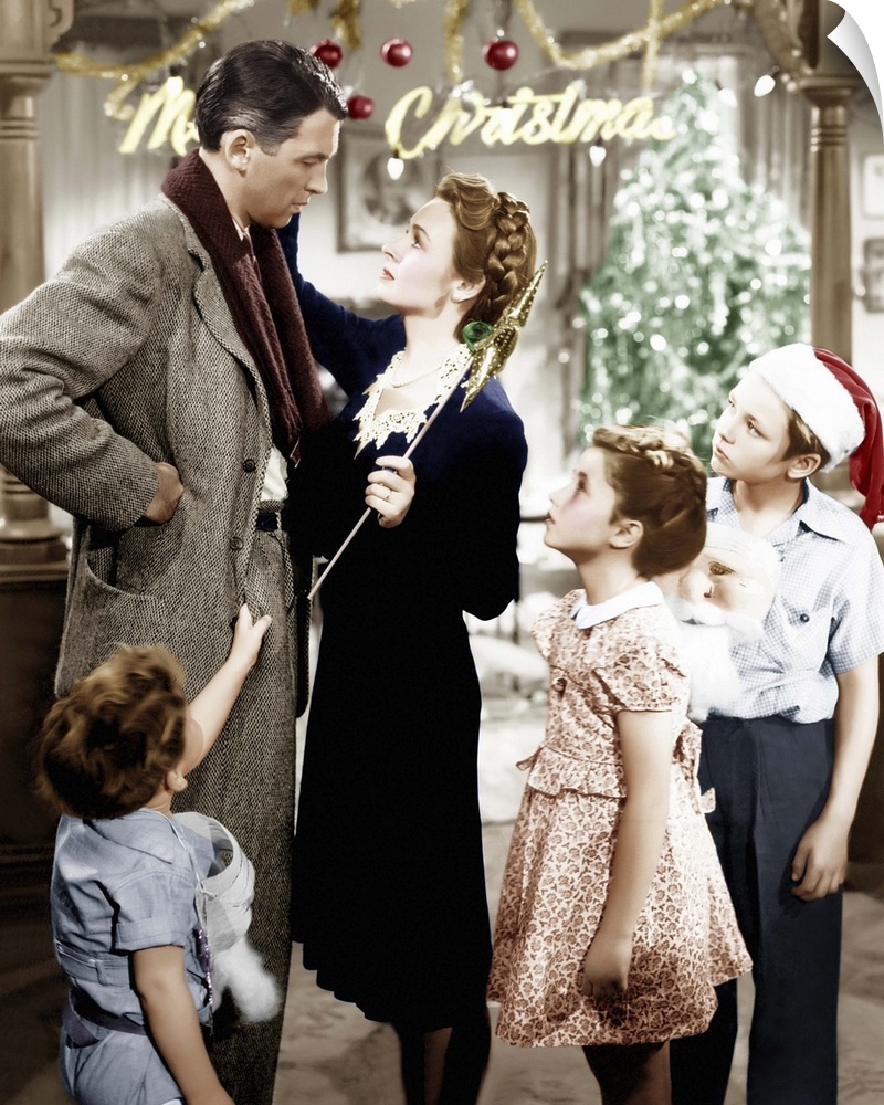 It's A Wonderful Life, From Bottom Left: Jimmy Hawkins, James Stewart, Donna Reed, Carol Coomes, Larry Simms, 1946.