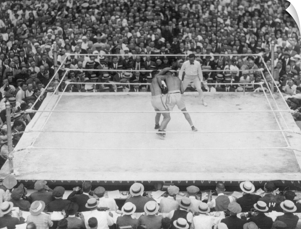 Jack Dempsey and Georges Carpentier boxing for the World Heavyweight title, July 2, 1921. Over 80,000 fans brought in boxi...