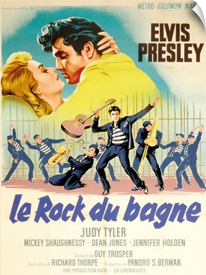 Jailhouse Rock, Judy Tyler, Elvis Presley, French Poster Art, 1957