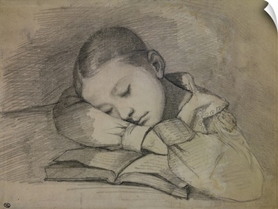 Juliette Courbet sleeping 1841, By Gustave Courbet, French drawing
