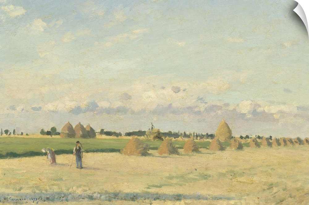 Landscape, Ile-de-France, by Camille Pissarro, 1873, French impressionist painting, oil on canvas. Pissarro preferred to f...