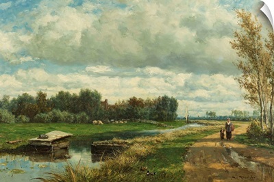 Landscape in the Environs of The Hague, c. 1870-75, Dutch oil painting