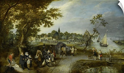 Landscape with Figures and a Village Fair, by Adriaen van de Venne, 1615