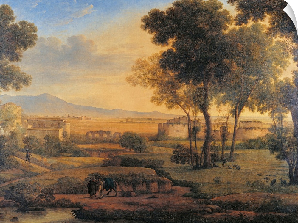 Landscape with Ruins and Pilgrims, by Rosa Mezzera, 1810, 19th Century, oil on canvas, cm 100 x 133 - Italy, Lombardy, Mil...