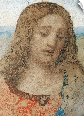 Last Supper, Detail of Jesus, by Leonardo da Vinci, 1495-1497. Santa Maria delle Grazie