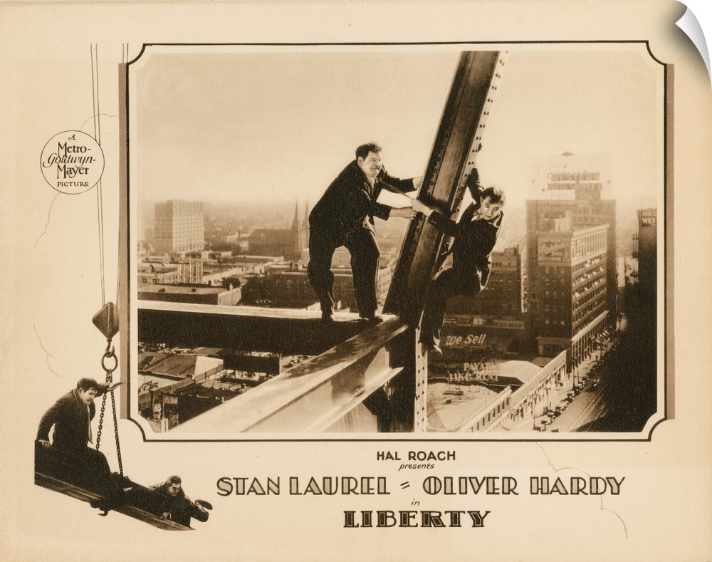 Liberty, Lobbycard, From Left, Oliver Hardy, Stan Laurel, 1929.