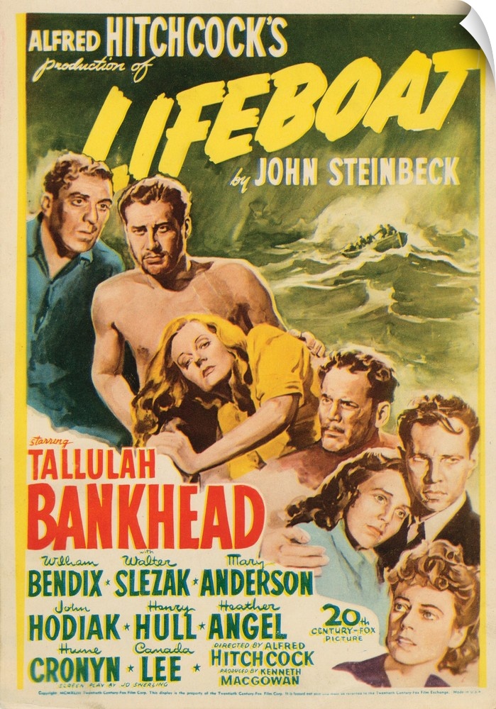 Lifeboat, Poster, From Left: William Bendix, John Hodiak, Tallulah Bankhead, Henry Hull, Mary Anderson, Hume Cronyn, Heath...
