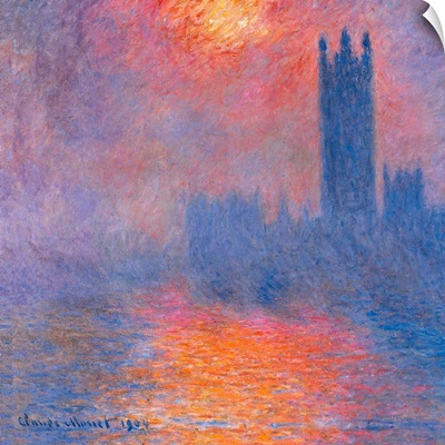 London Houses Of Parliament. The Sun Shining Through The Fog, 1904.