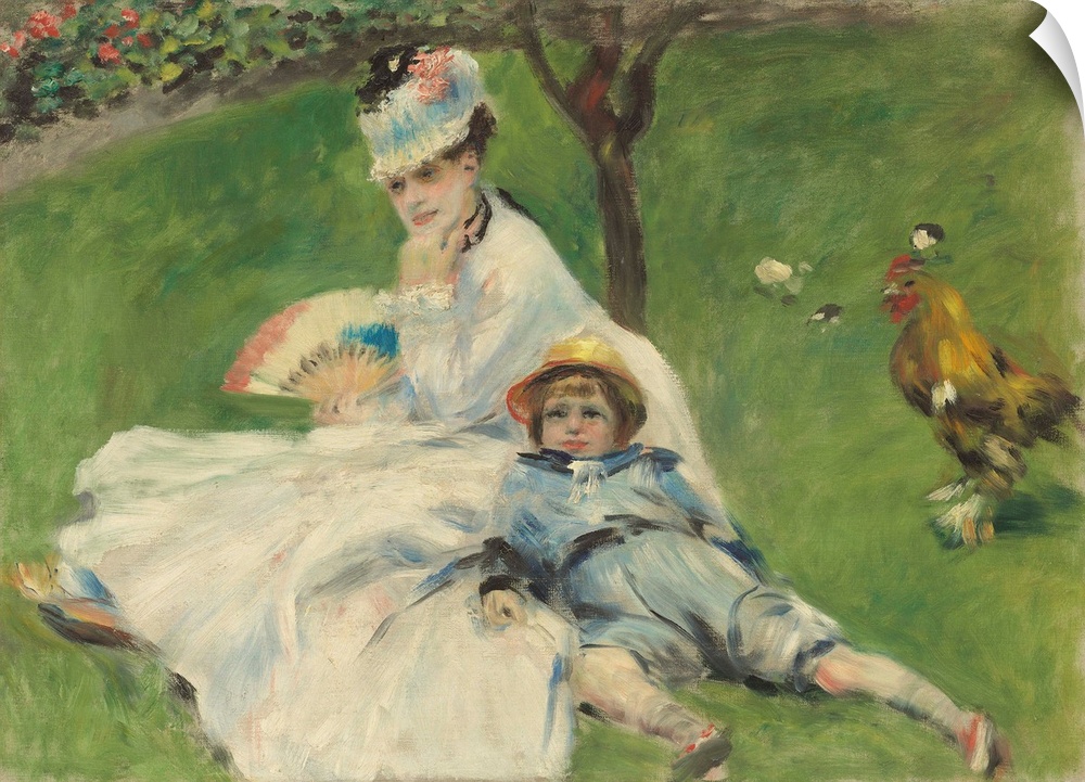Madame Monet and Her Son, by Auguste Renoir, 1874, French impressionist painting, oil on canvas. Renoir was close to Monet...
