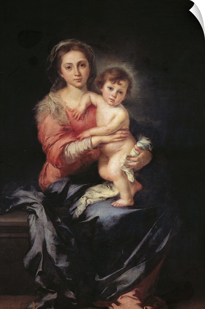 Madonna and Child, by Bartolom Esteban Murillo, 1650 - 1655 about, 17th Century, oil on canvas, cm 157 x 107 - Italy, Tusc...