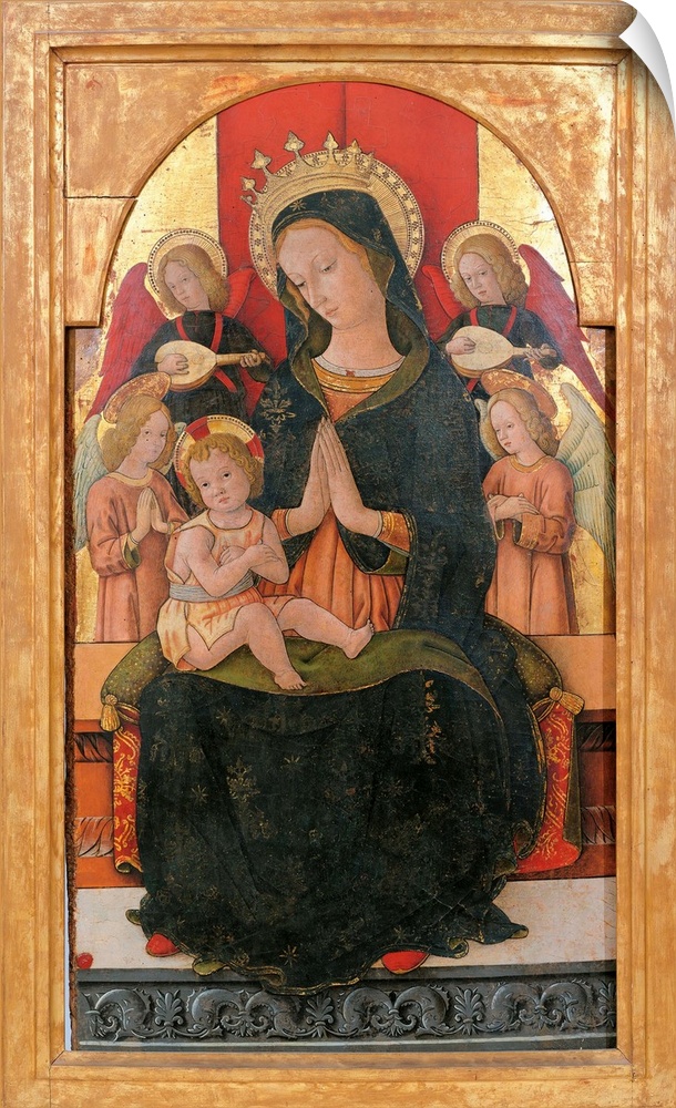 Madonna and Child Enthroned with Four Angels, by Pietro Alemanno, 1480 about, 15th Century, tempera on panel, cm 125 x 70 ...