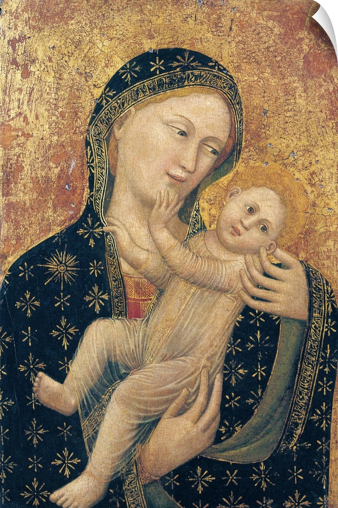 Madonna with Child, by follower of Vitale degli Equi known as Vitale da Bologna, 1345 - 1350, 14th Century, oil on panel, ...