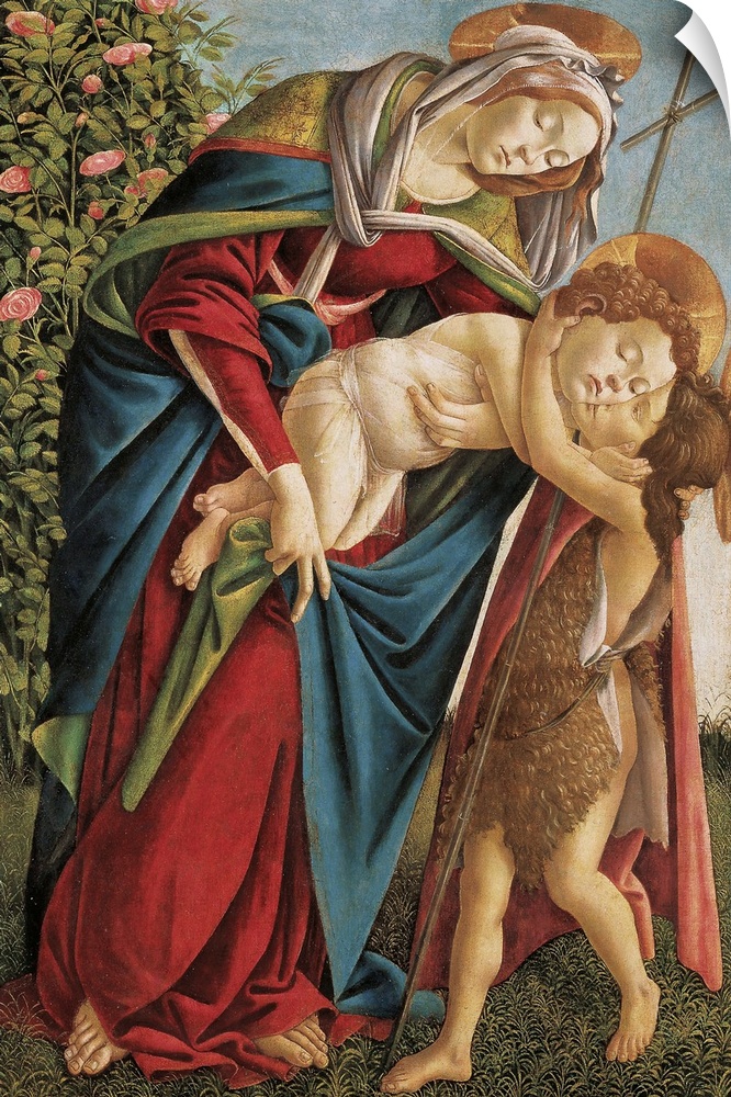 Madonna with Child Embracing the Young St John, by Sandro Filipepi Known as Botticelli, 1495 - 1500 about, 15th Century, t...