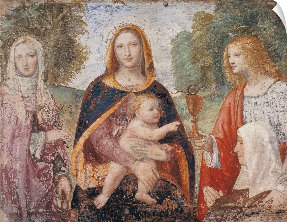 Italy, Lombardy, Milan, Brera Art Gallery. All. Madonna with the Child St Martha St John the Evangelist presenting an Augu...
