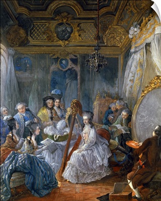 Marie Antoinette playing Harp in her Chamber at Versailles