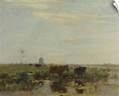Meadow with Cows by the Water, 1895-1904, Dutch painting, oil on canvas
