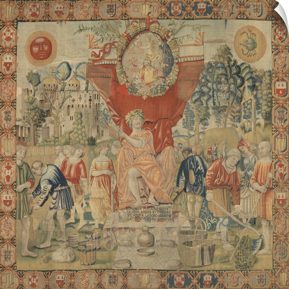 June (Giugno), by Benedetto da Milano upon drawing by Bramantino, c. 1503-1508, 16th Century, tapestry, Whole artwork view...