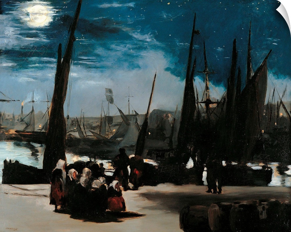 Moonlight over the Port of Boulogne, by Edouard Manet, 1869, 19th Century, oil on canvas, cm 82 x 101 - France, Ile de Fra...
