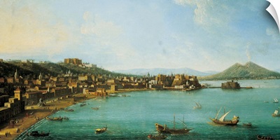 Naples From the West, 18th c, Mt. Vesuvius in background