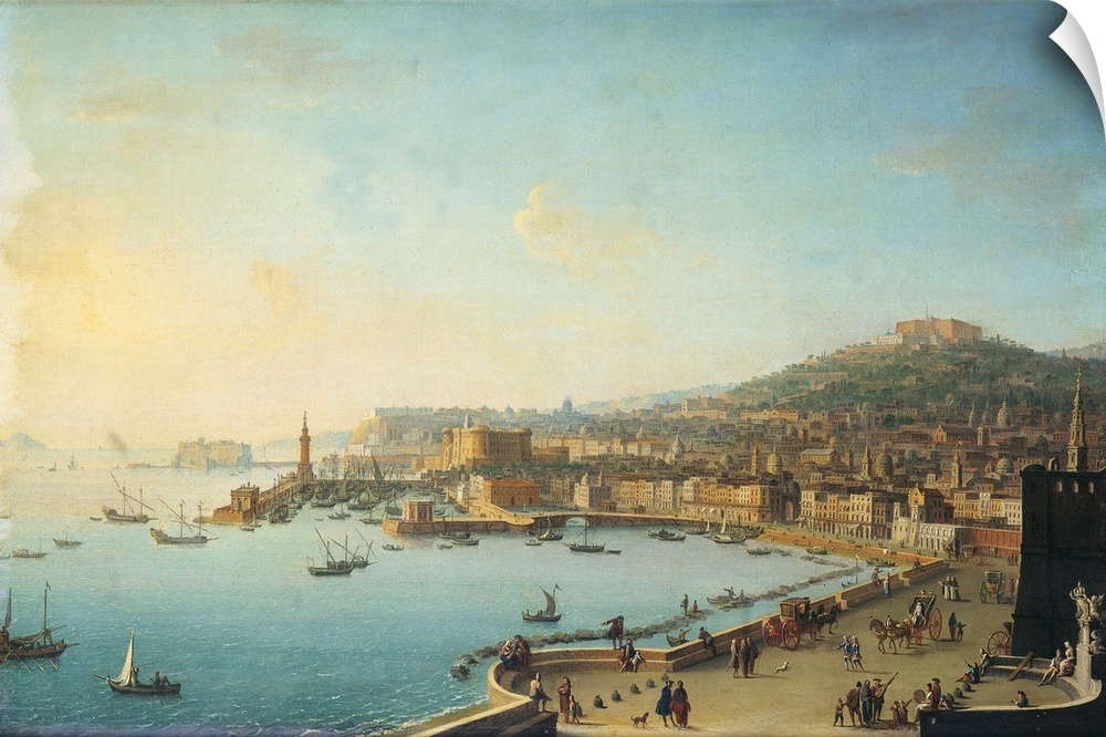 Naples Seen form the Easter Coast (Napoli dalla zona orientale), by Antonio Joli, 18th Century, oil on canvas, Whole artwo...