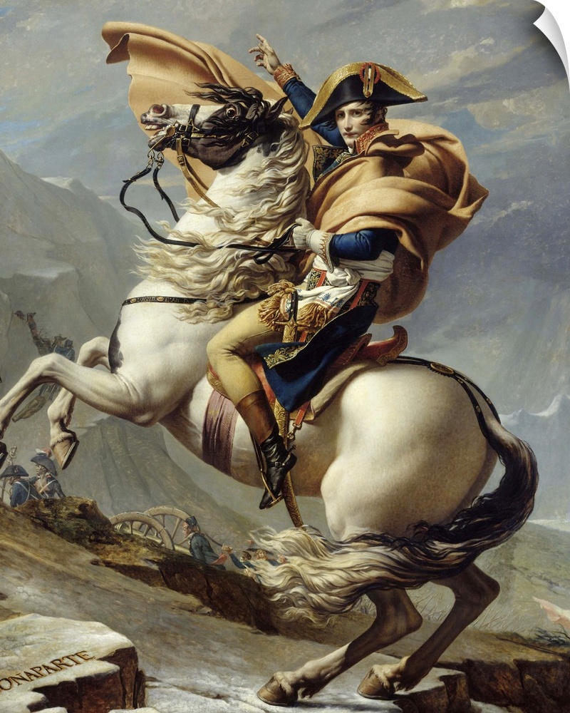 1416 , Jacques Louis David (1748-1825), French School. Napoleon (1769-1821) Crossing the Alps at the St Bernard Pass, 20th...