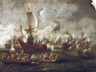 Naval Battle. 17th c. Cornelis de Weel