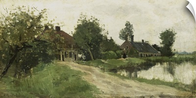 Near Breukelen on the Vecht, c. 1870-23, Dutch painting, oil on panel
