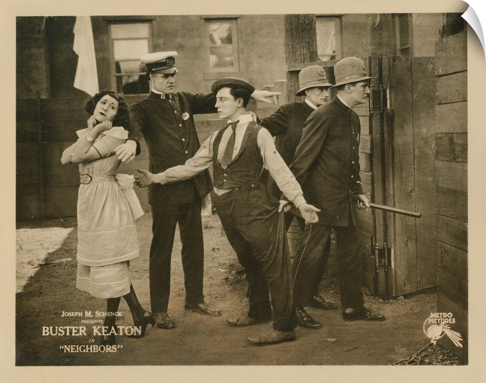 Neighbors, Lobbycard, Front, From Left: Virginia Fox, Edward F. Cline, Buster Keaton, 1920.
