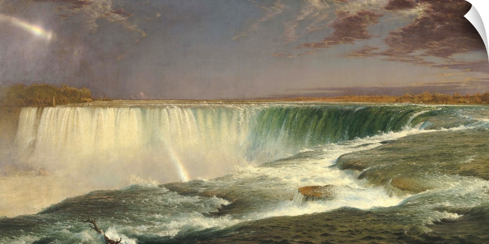Niagara, by Frederic Edwin Church, 1857, American painting, oil on canvas. By using a panoramic format and eliminating the...