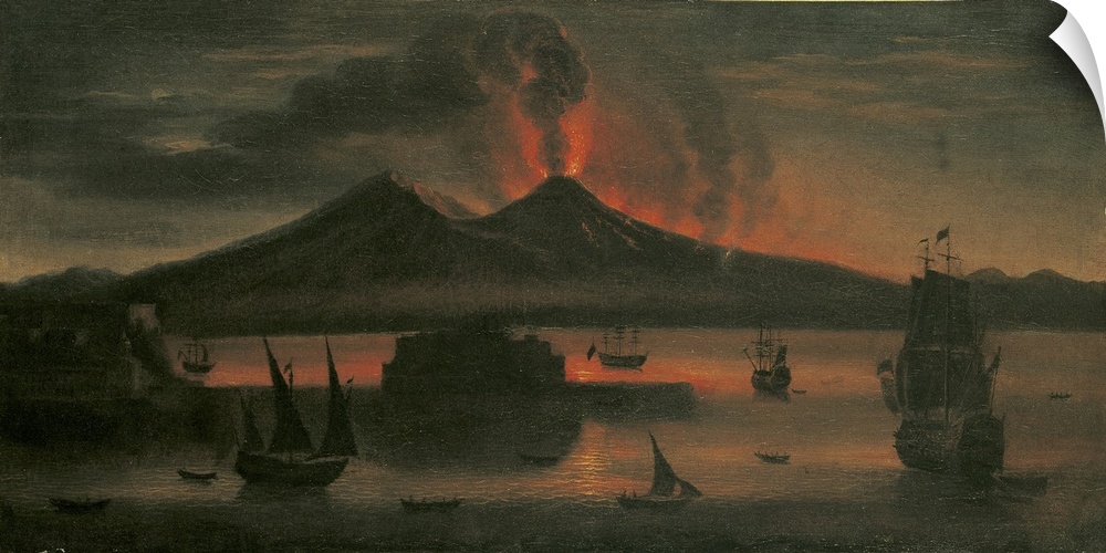 Night Eruption of Vesuvius (Eruzione notturna del Vesuvio), by Tommaso Ruiz, 1748, 18th Century, oil on canvas
