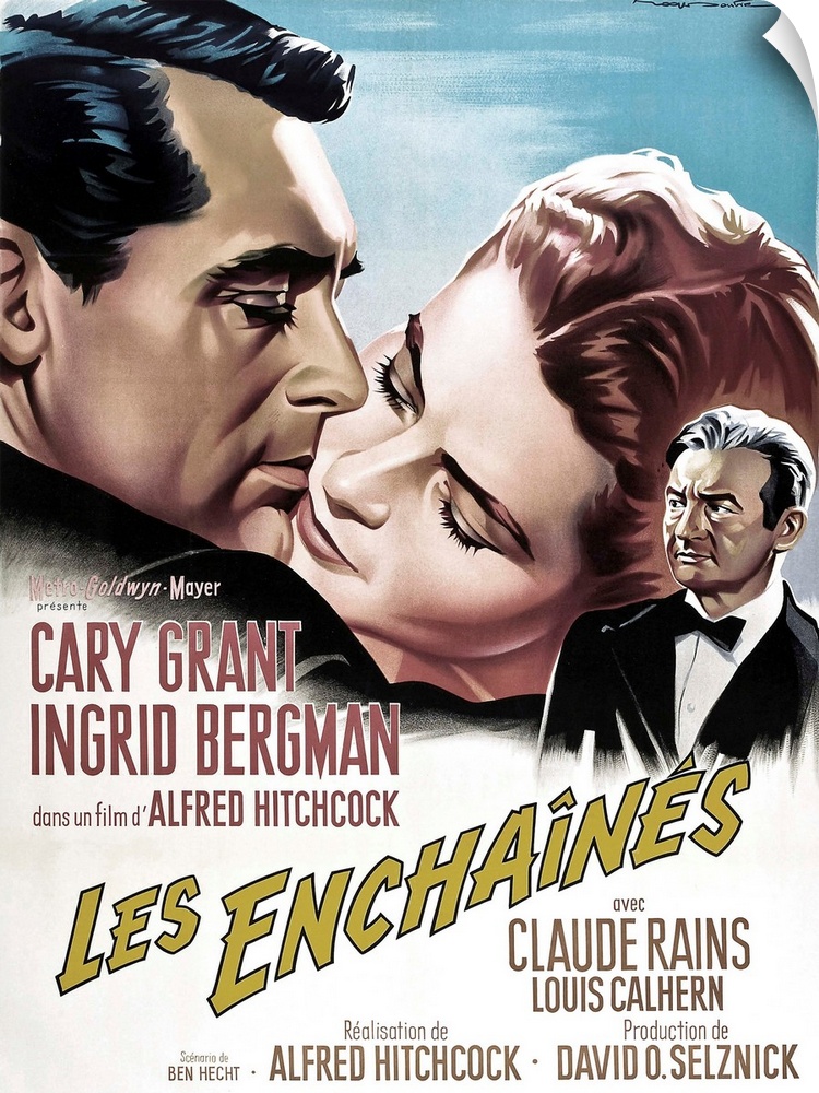 Notorious, French 1963 Re-Release Poster Art, Cary Grant, Ingrid Bergman, Claude Rains, 1946.