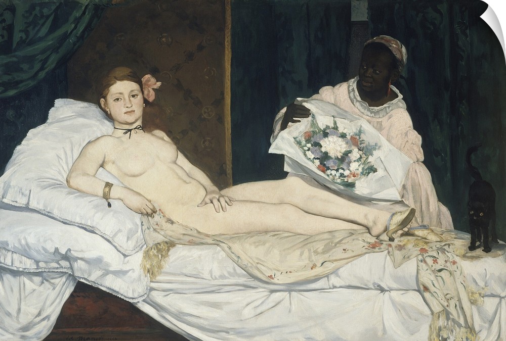 3708, Edouard Manet, French School. Olympia. 1863. Oil on canvas, 1.30 x 1.90 m. Paris, musee d'Orsay. C3708, Manet Edouar...
