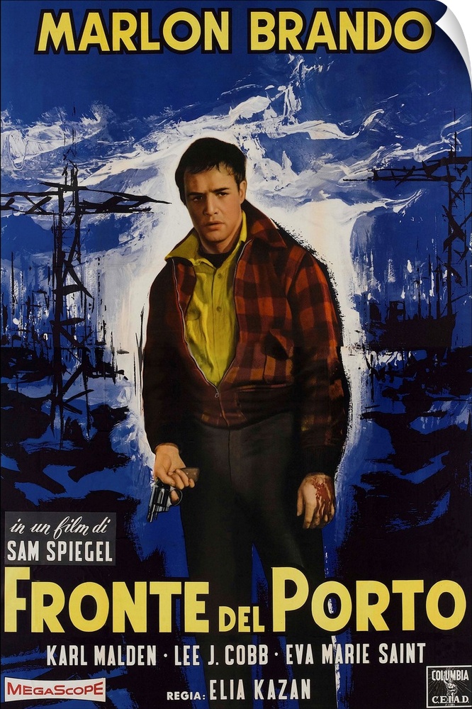 On The Waterfront, (aka Fronte Del Porto), Marlon Brando On Italian Poster Art, 1954.