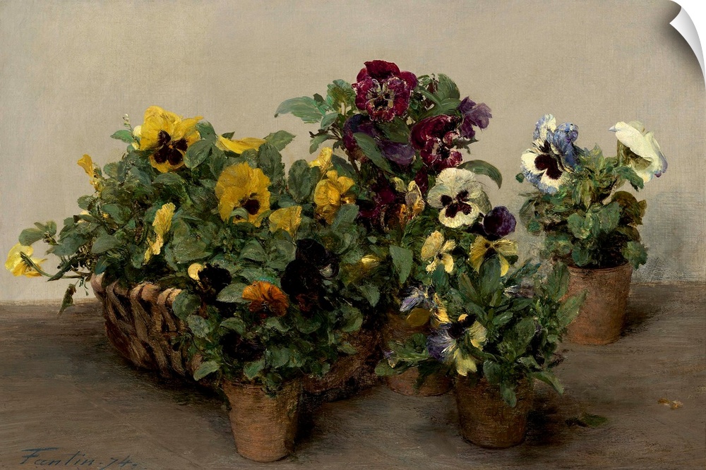 Pansies, by Henri Fantin-Latour, 1874, French painting, oil on canvas. This still life is one of thirty-one compositions o...