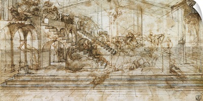 Perspective drawing for the Adoration of the Magi, by Leonardo da Vinci, 1481
