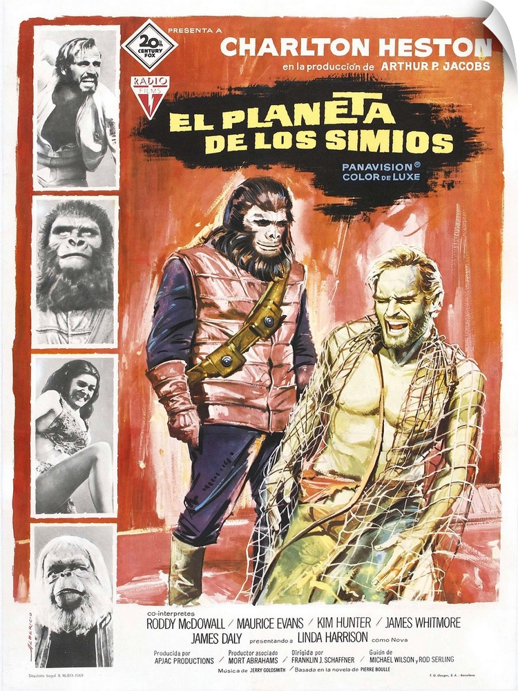 Planet Of The Apes, (aka El Planeta De Los Simios), Left From Top: Charlton Heston, Roddy Mcdowall, Linda Harrison, Mauric...