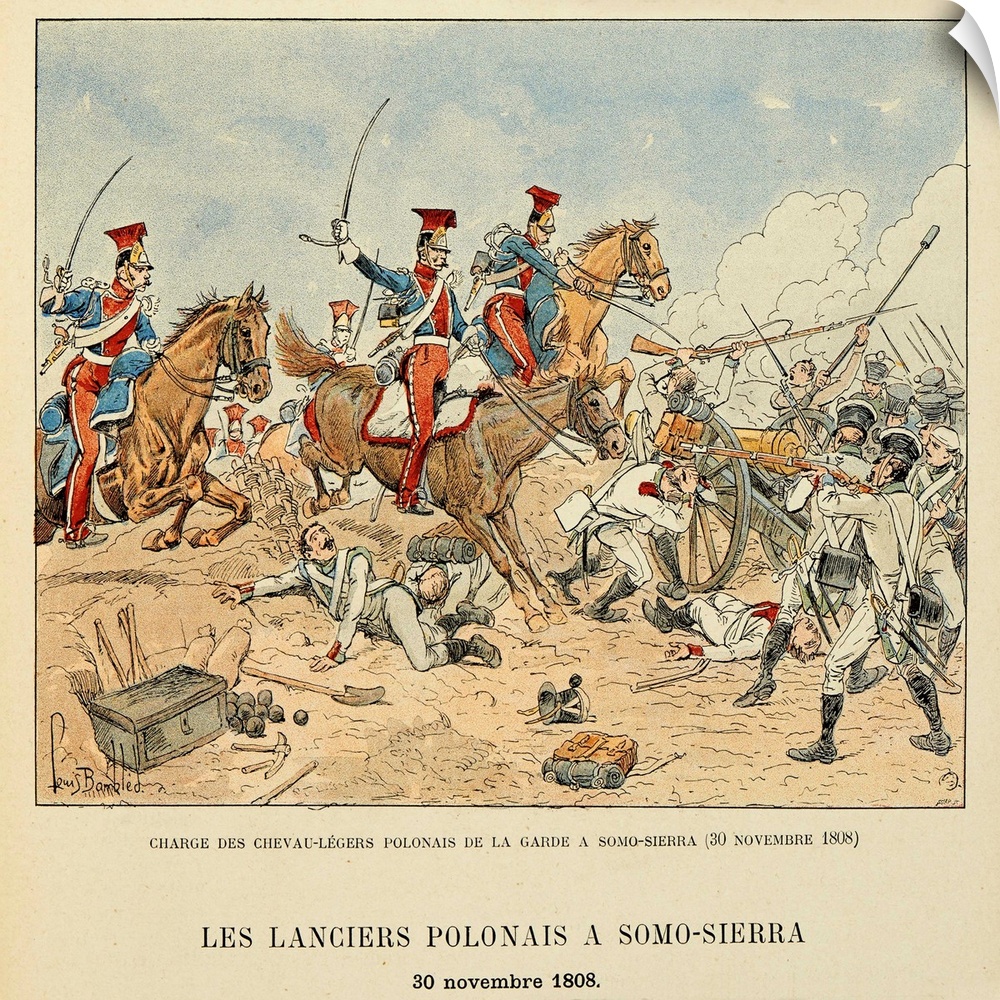 Louis Bombled (1862-1927). Illustration from the Book 'Les Heros du Siecle' (Century Heroes). Polish Lancers at Somosierra...