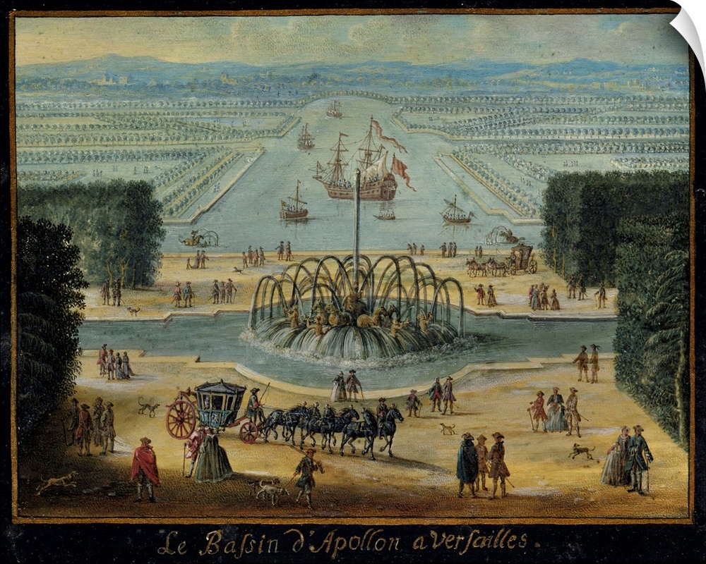 2981 , French School. The Bassin d'Apollon at Versailles. 1705. Gouache and gold highligths on vellum. Versailles, Chateau...